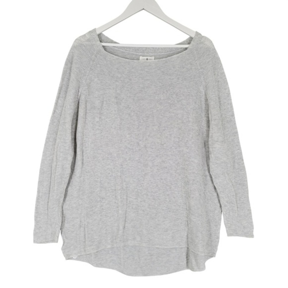 Lou & Grey‎ Knit Sweater Women Medium Gray Lightweight Cotton Boat Neck Raglan